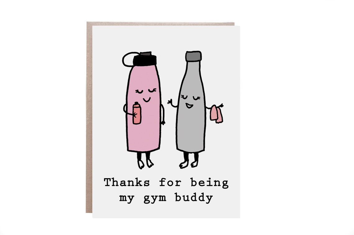 Thanks for Being My Gym Buddy Two Water Bottles Card Art Poster