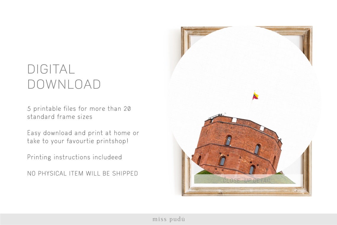 Gediminas Castle Tower Vilnius Lithuania Red Brick Landmark Print - Image 3