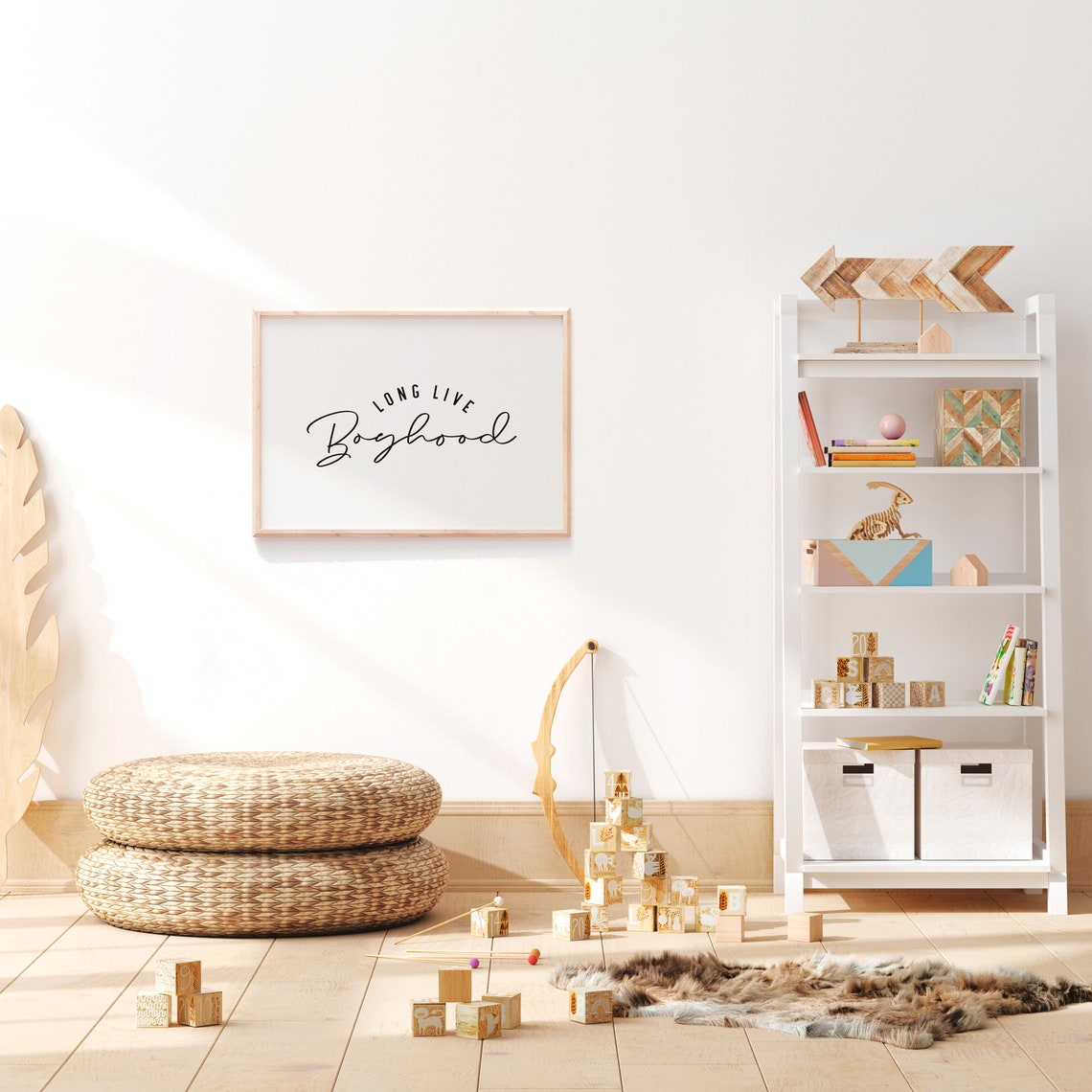 Long Live Boyhood Nursery Quote Poster Minimalist Boys Room Decor - Image 2