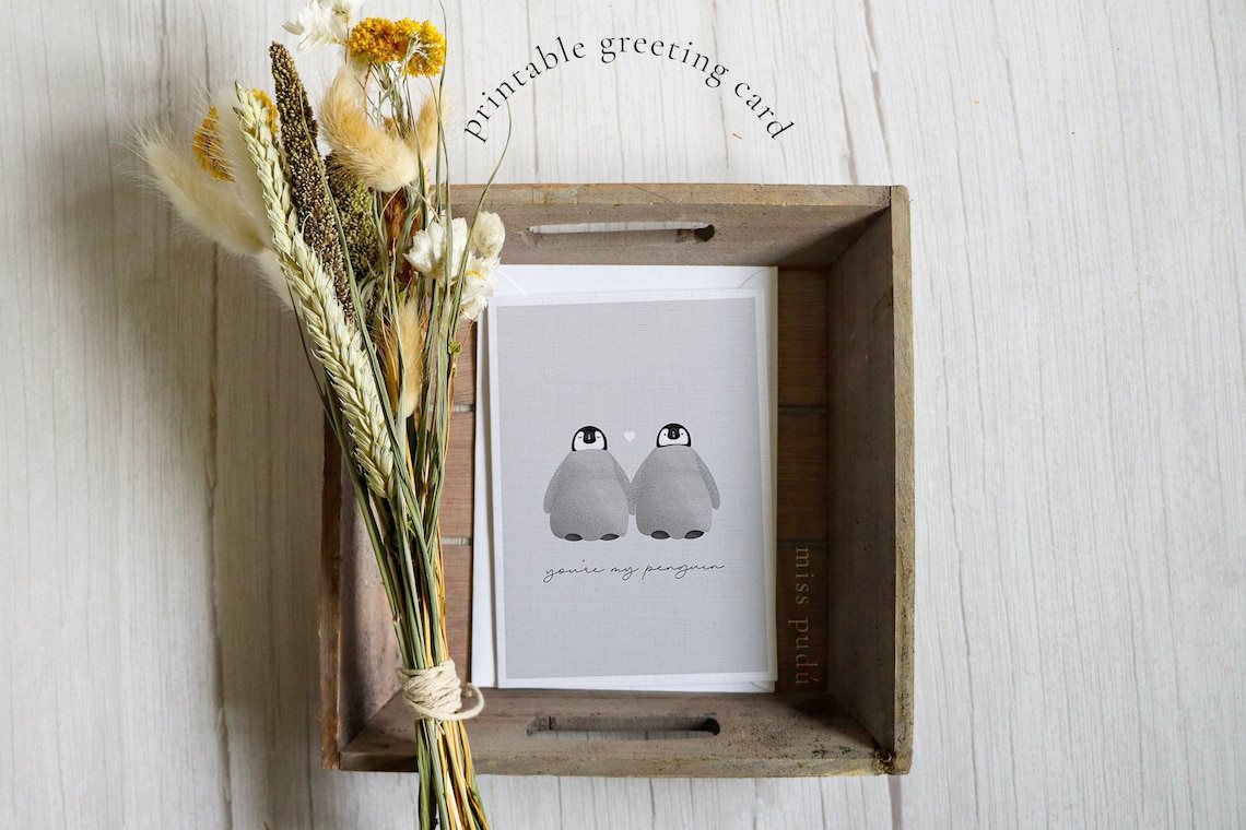 You're My Penguin Penguin Pair Love Card Anniversary Gift Print