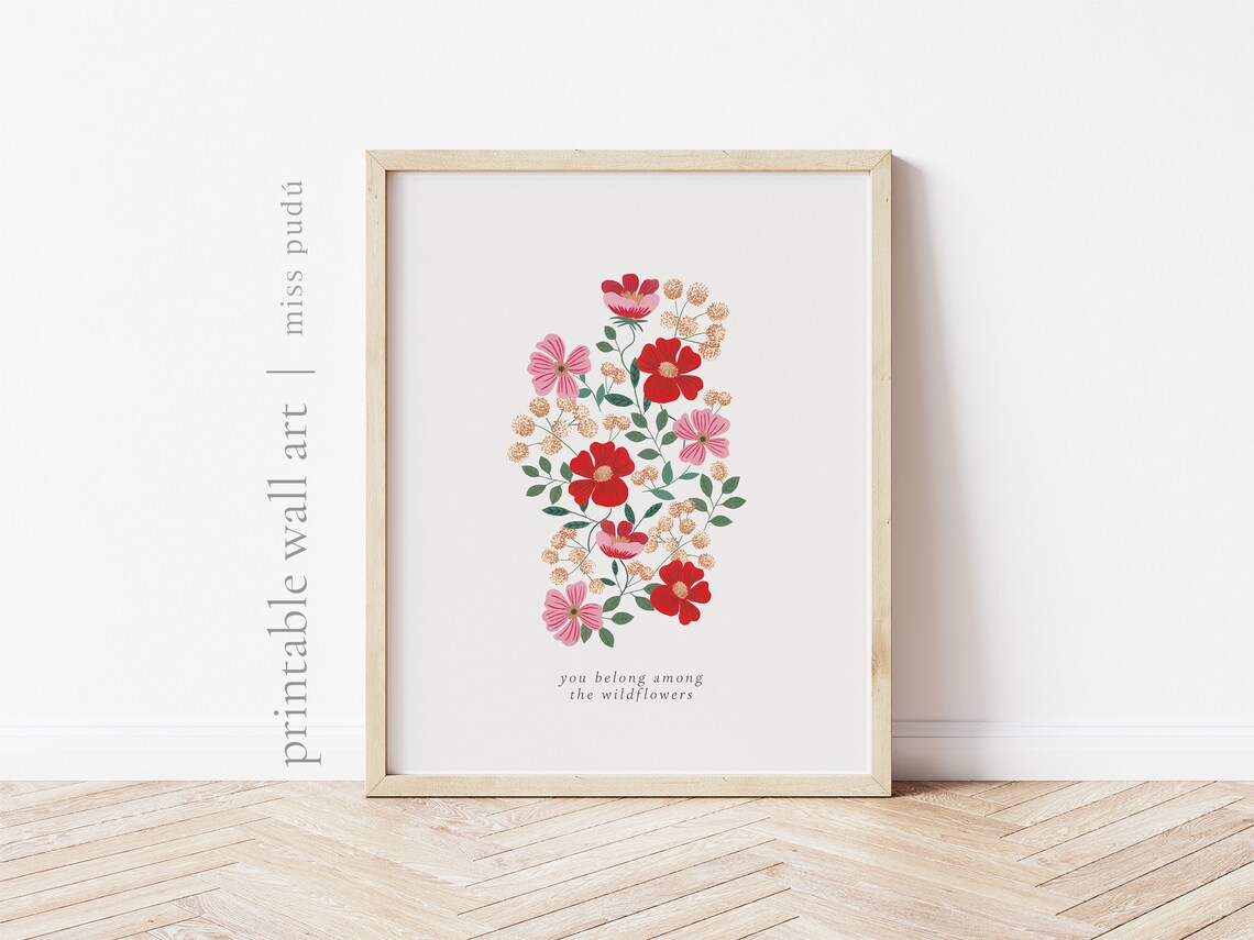 You Belong Among the Wildflowers Inspirational Floral Quote Poster - Image 2