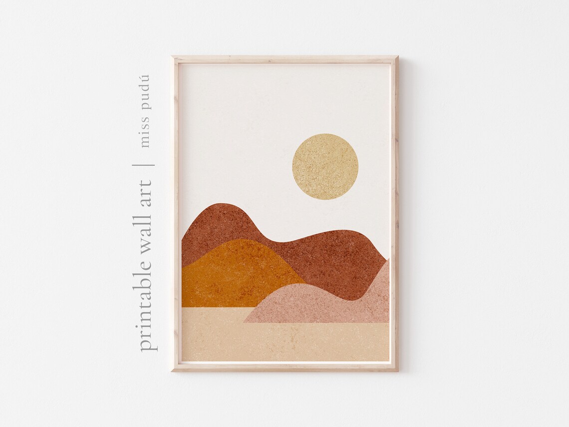 Desert Illustration Wall Art Abstract Mountains Download Modern Poster Bohemian Colors Print Abstract Boho Home Decor