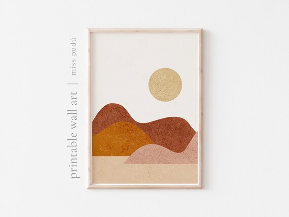 Desert Illustration Wall Art Abstract Mountains Download Modern Poster Bohemian Colors Print Abstract Boho Home Decor