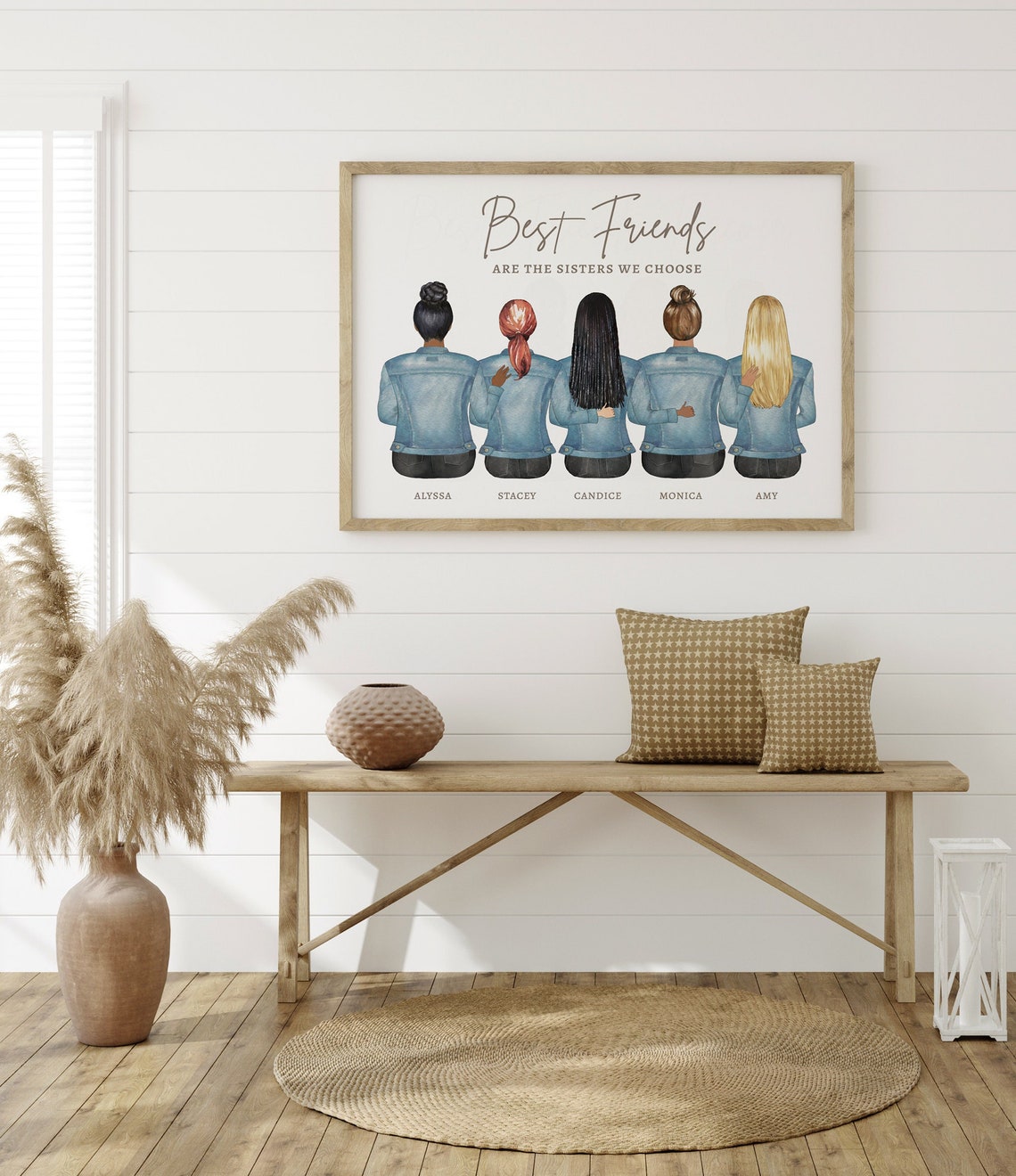 Best Friends Forever Custom Four Friends Portrait Print Names - Image 2