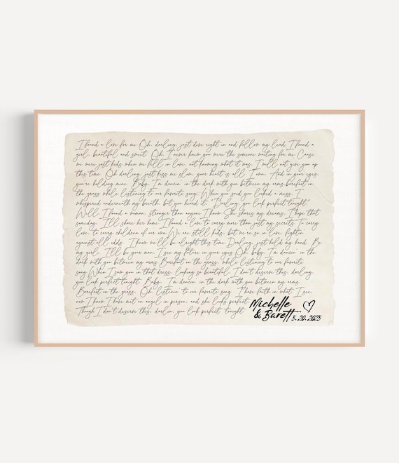 Wedding Song Lyrics Personalized Couple Name Date Art Poster