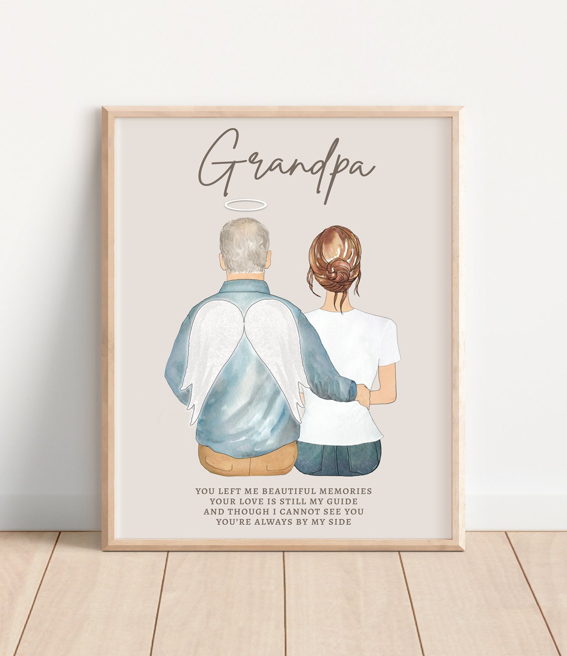 Grandpa Memorial Gift Custom Memorial Gift Memorial Portrait In Loving Memory Gift Grandpa In Heaven Loss Of Grandfather Memorial Gift
