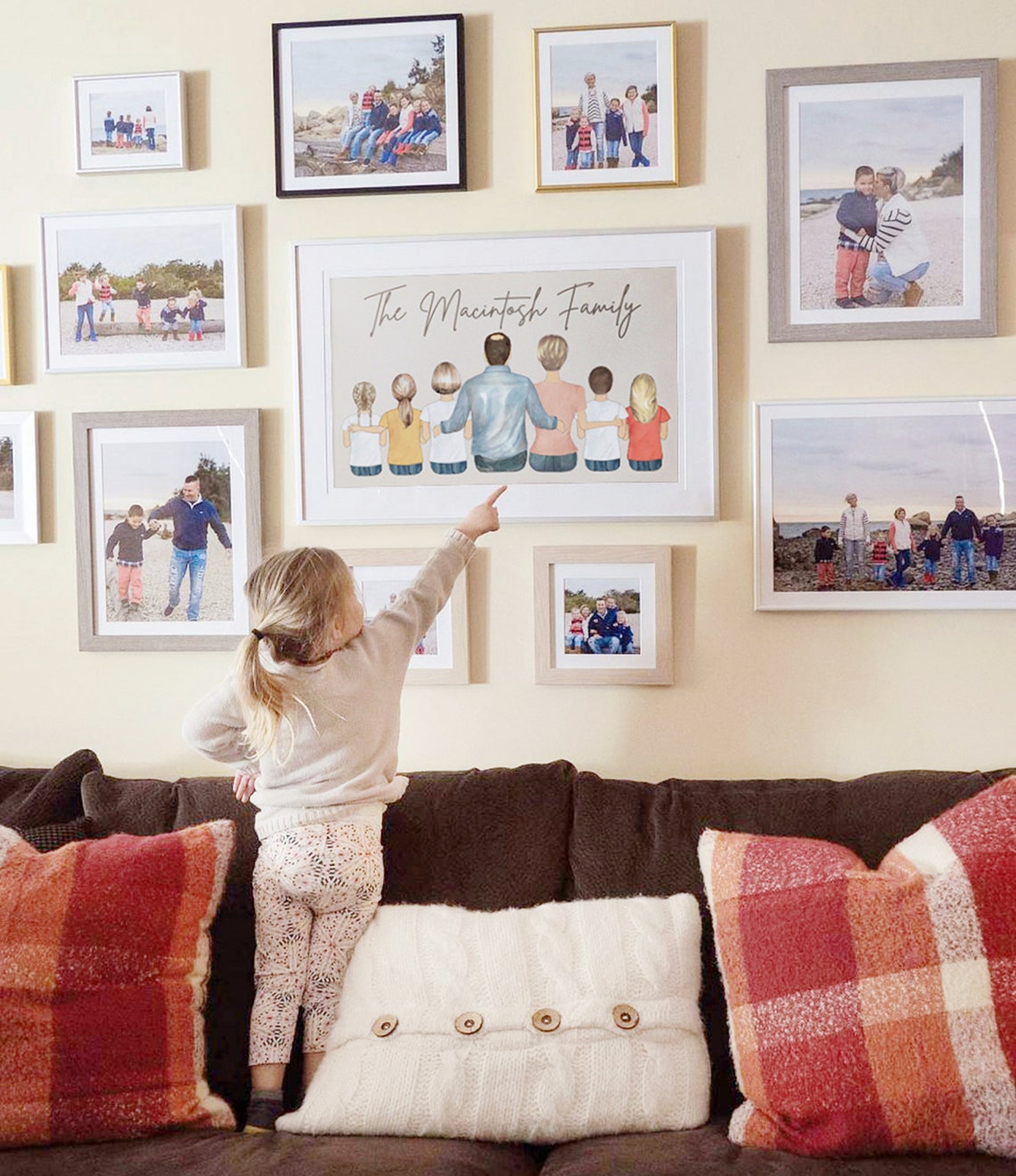 Personalized Family Gift Custom Family Portrait Mom Gift Idea Family Painting Mom Birthday Gift From Daughter Kids Family Picture Frame - Image 2