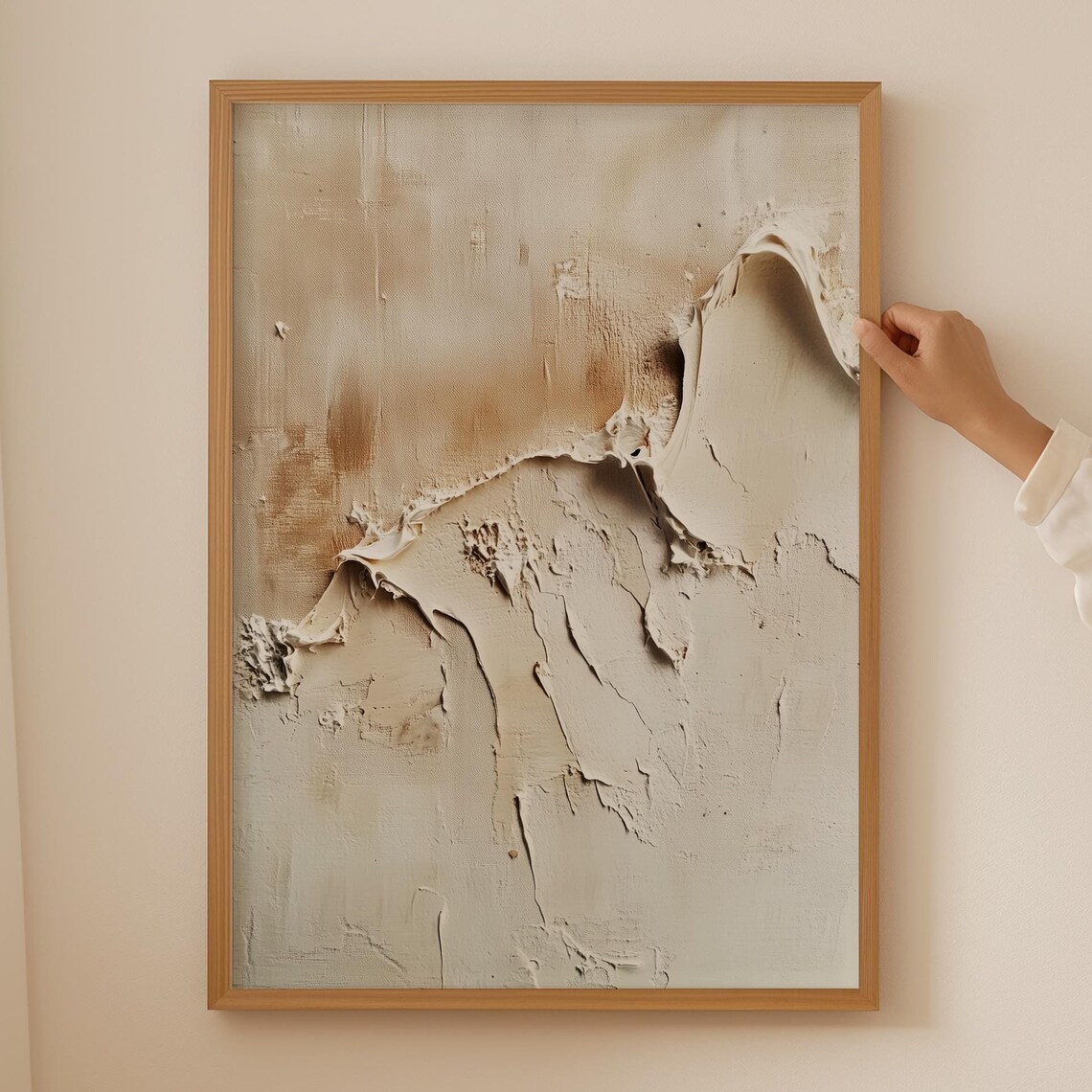 Cream Japandi Abstract Torn Paper Texture Wabi Sabi Neutral Poster