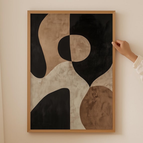 Geometric Japandi Poster Neutral Beige Japandi Wall Art Large Japanese Wall Art For Aesthetic Room Decor Abstract Wabi Sabi Art Print