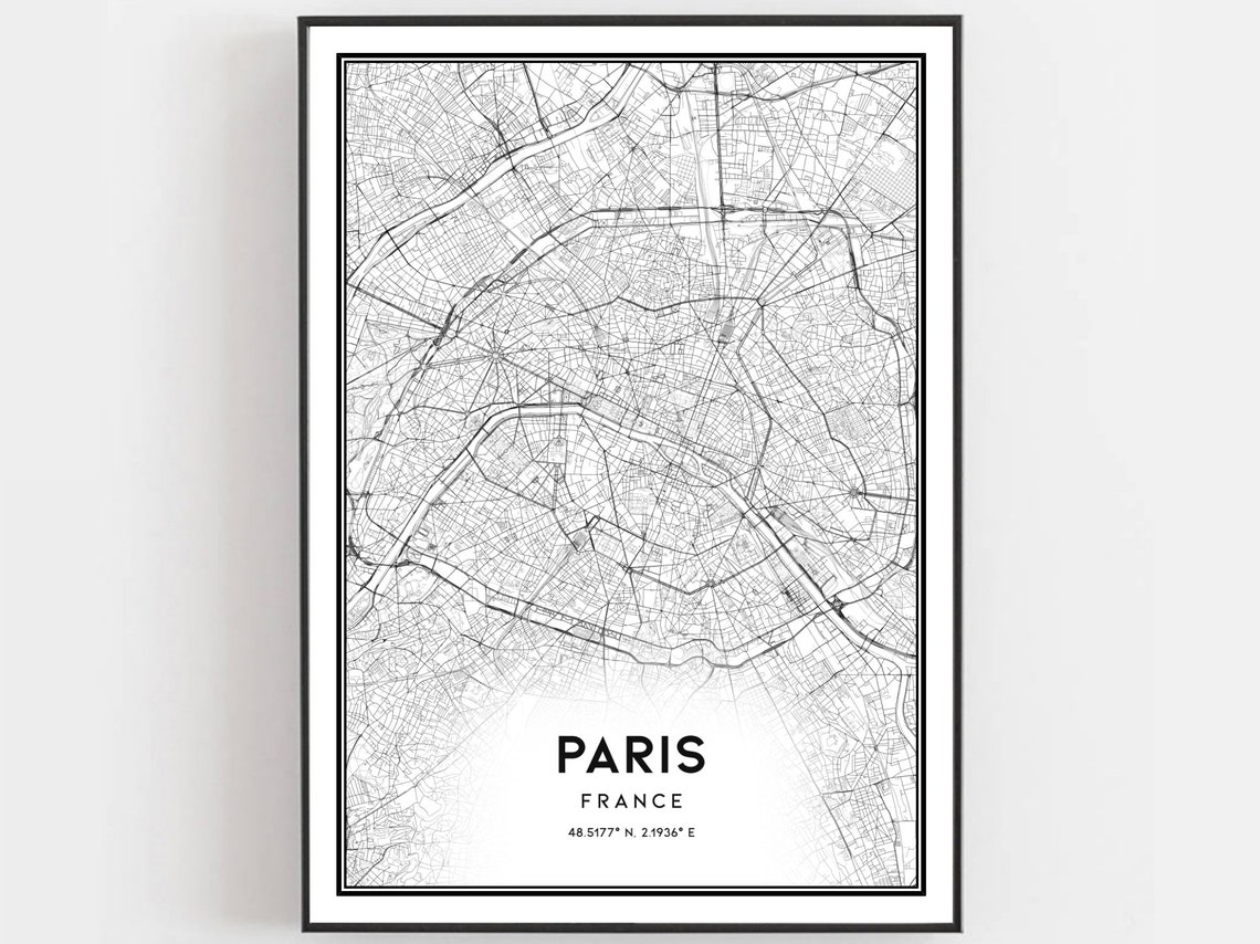 Paris Map Poster, City Street Decor