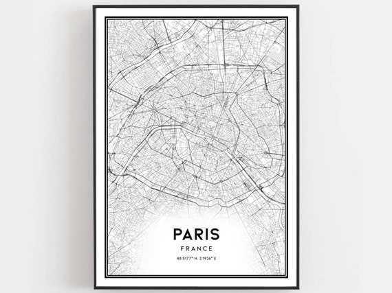 Paris Map Poster, City Street Decor