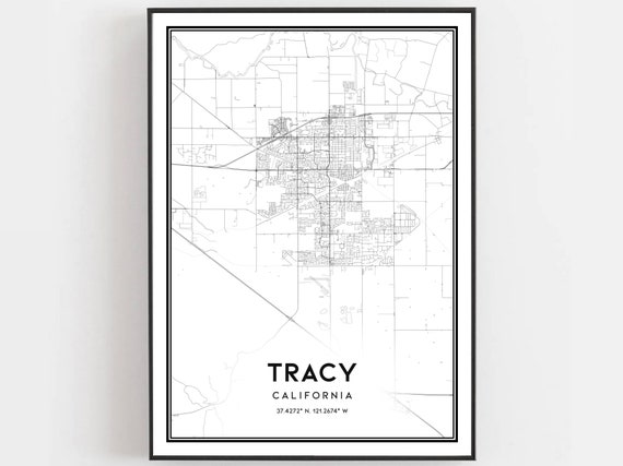 Tracy Map Print, City Street Decor Poster