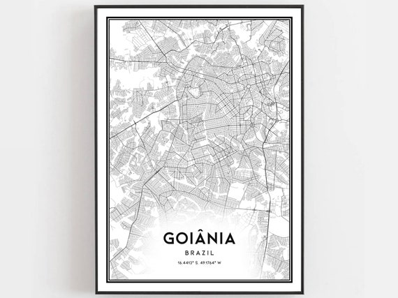 Goiania Map Poster Print, City Street Decor