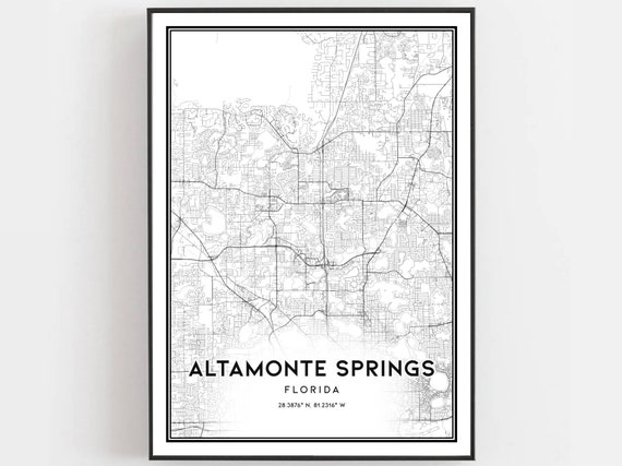 Altamonte Springs Map Print Poster Wall Art Fl City Florida Street Decor Road Gift B1521