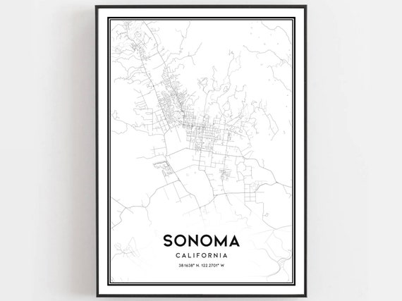 Sonoma Map, City Street Decor Road Gift