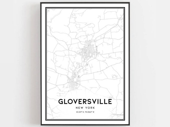 Gloversville Map Print, New York Travel Poster