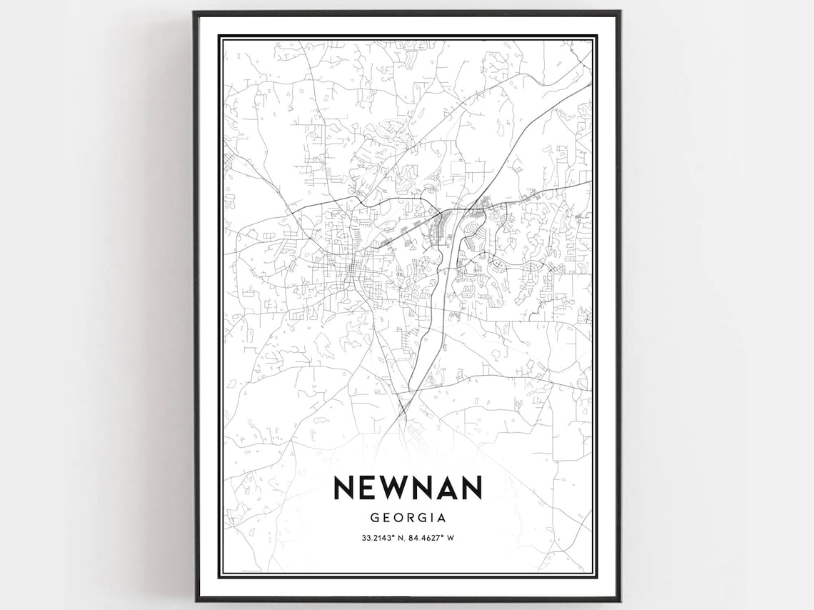 Newnan Map Print, Georgia City Street Decor