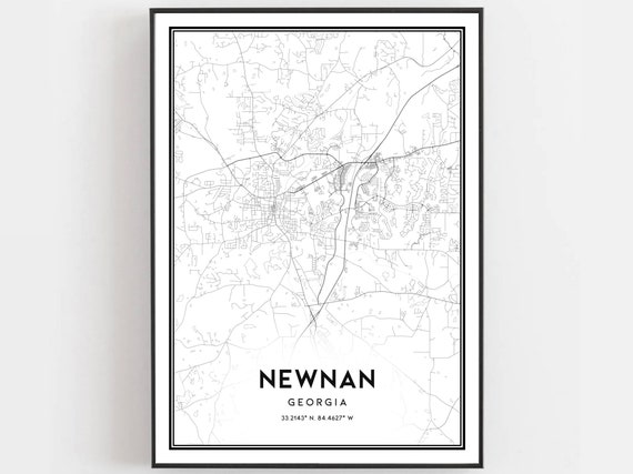Newnan Map Print, Georgia City Street Decor