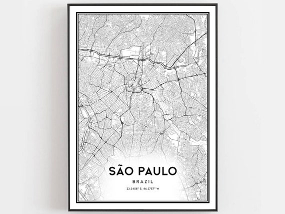 So Paulo Map Poster Print, City Street Decor
