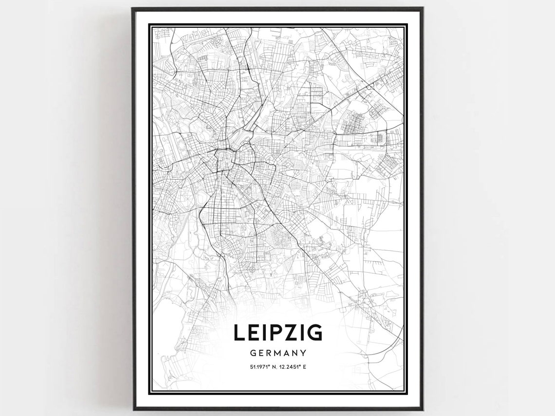 Leipzig Map Print Poster Wall Art City Street Decor Road Gift B377