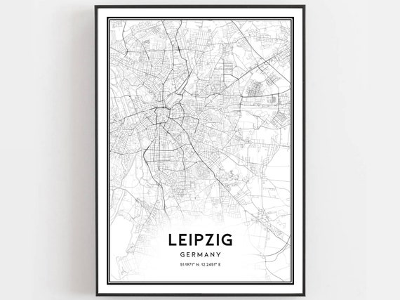 Leipzig Map Print Poster Wall Art City Street Decor Road Gift B377