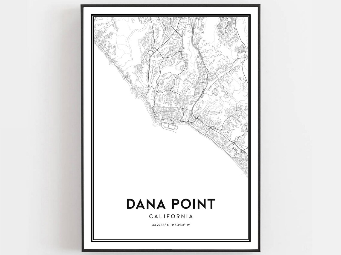 Dana Point California Coastal City Street Map Line Art Poster