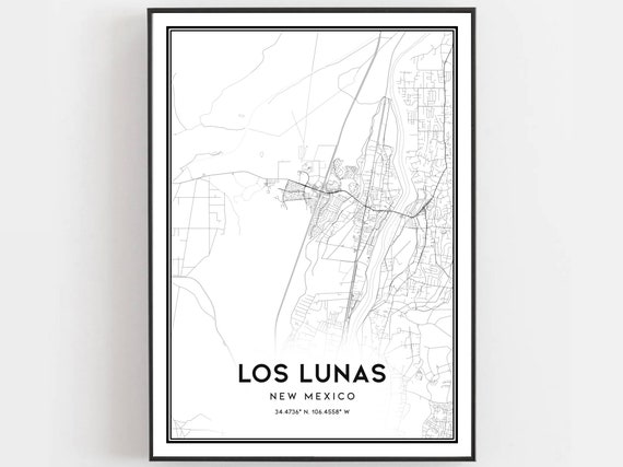 Los Lunas Map Print Poster Wall Art Nm City New Mexico Street Decor Road Gift B1157