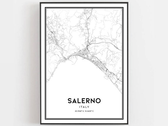 Salerno Map Print Poster Wall Art City Street Decor Road Gift B275
