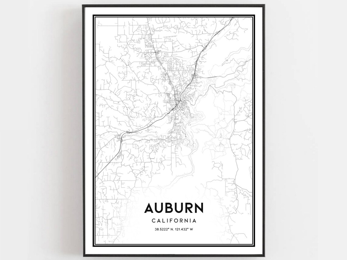 Auburn Map Print Poster, City Street Decor