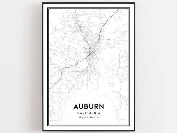 Auburn Map Print Poster, City Street Decor