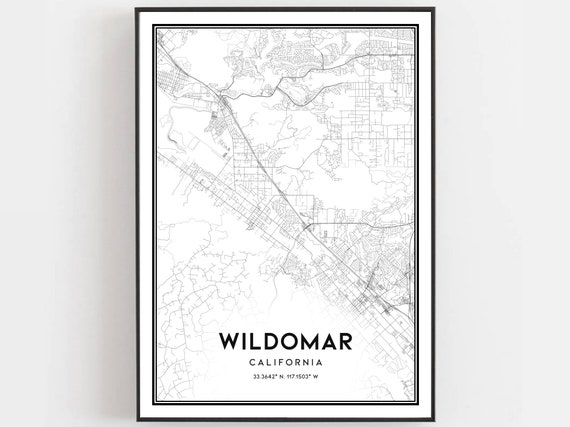 Wildomar Map Print Poster Wall Art Ca City Street Decor Road Gift B1711