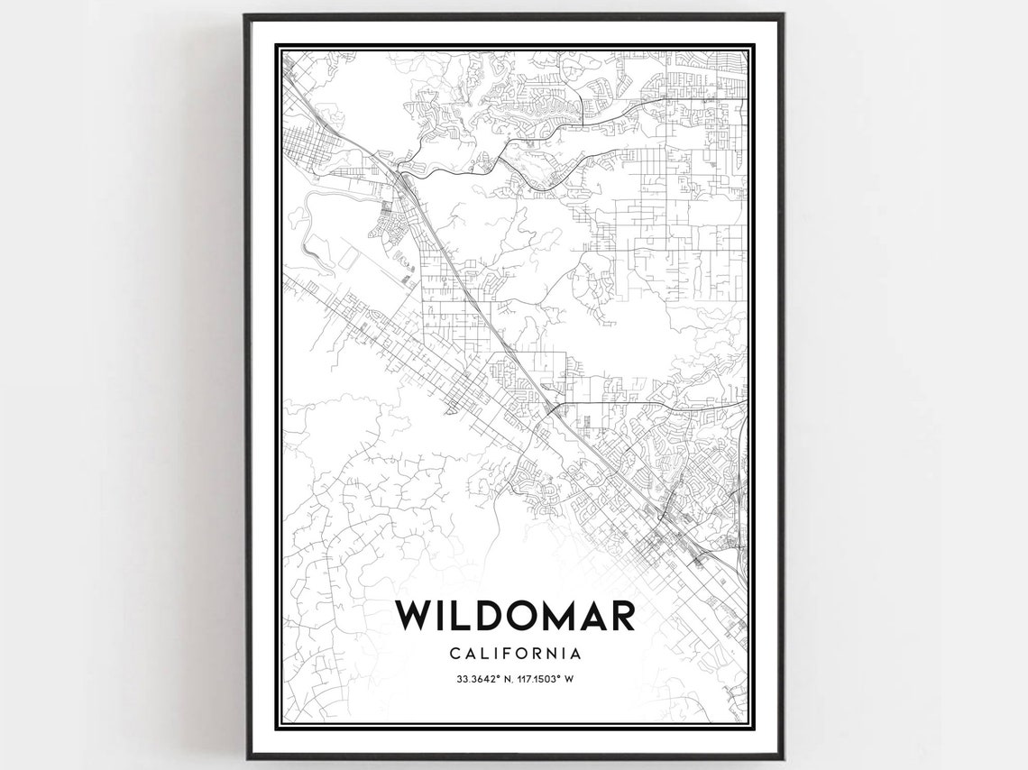 Wildomar Map Print Poster Wall Art Ca City Street Decor Road Gift B1711