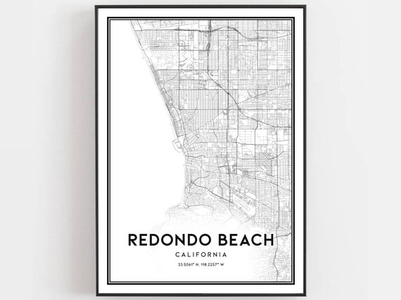 Redondo Beach Map Poster Print, City Street Decor