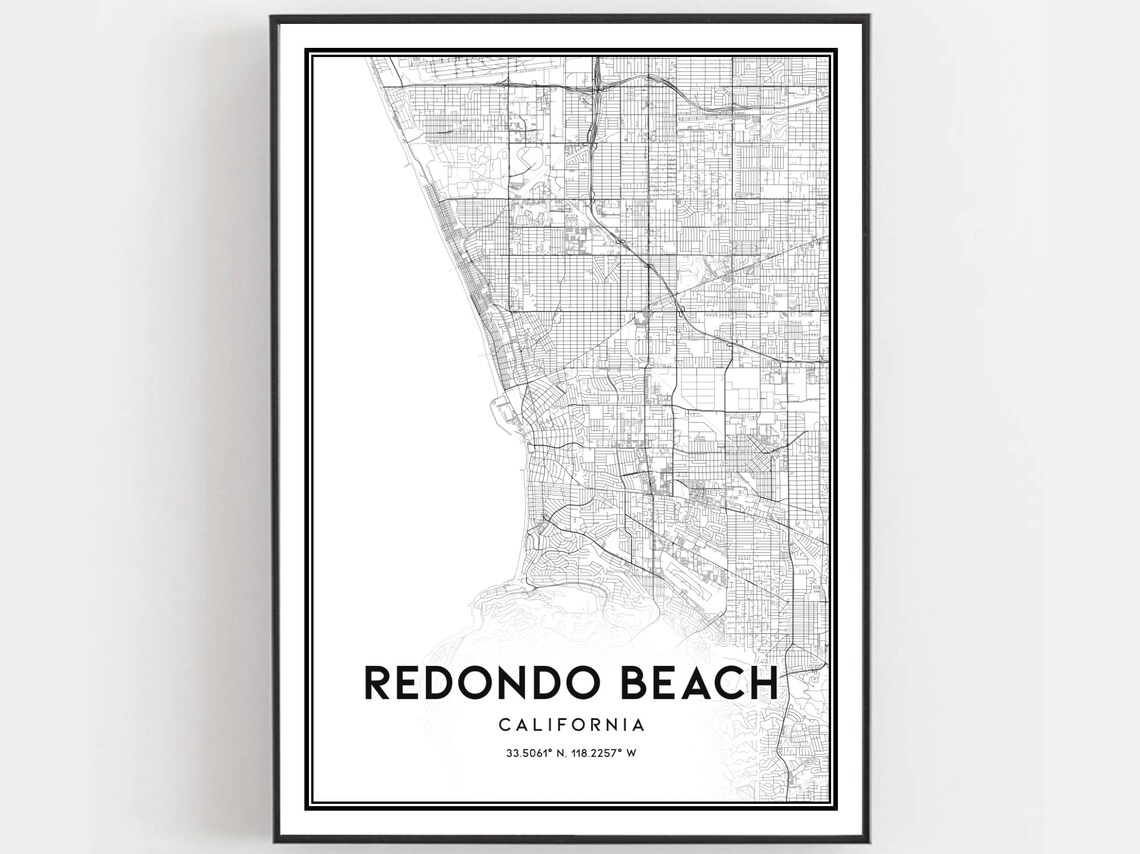Redondo Beach Map Poster Print, City Street Decor