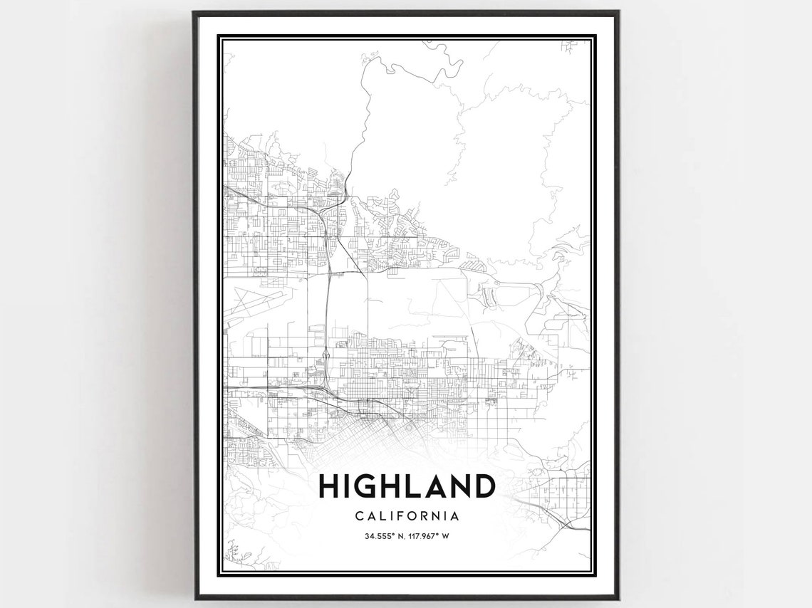 Highland Map Poster, City Street Decor