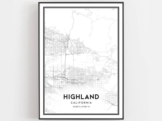 Highland Map Poster, City Street Decor