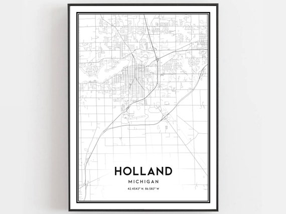 Holland Michigan Map Poster, Street Decor
