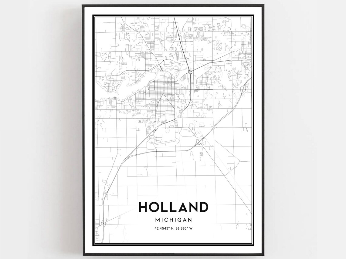 Holland Michigan Map Poster, Street Decor