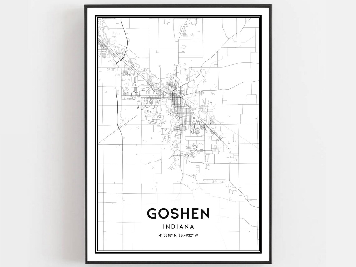 Goshen Indiana Minimalist Street Map Line Art City Poster Gift