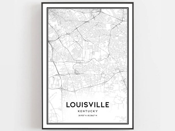 Louisville Map Poster, Kentucky City Street Decor