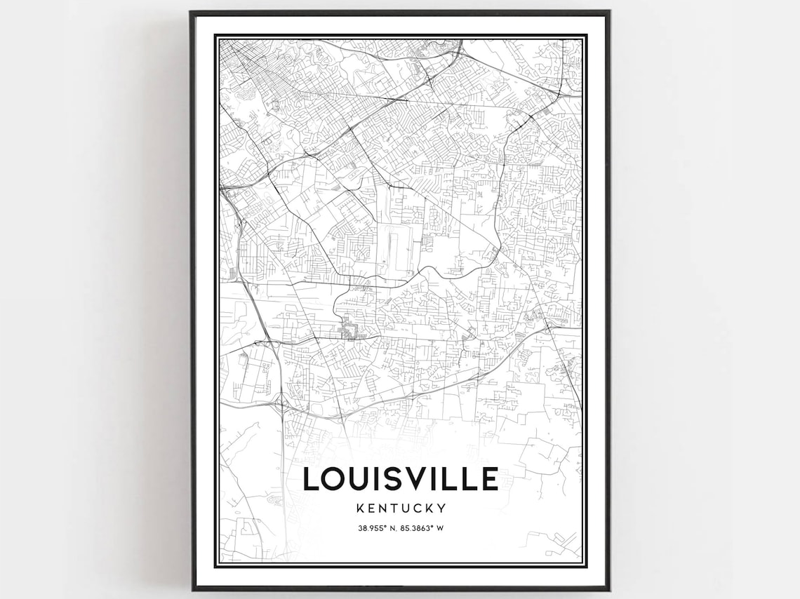 Louisville Map Poster, Kentucky City Street Decor