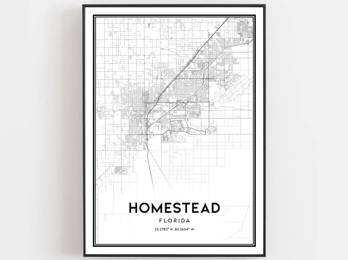 Homestead Florida Minimalist Street Map Coordinates City Poster