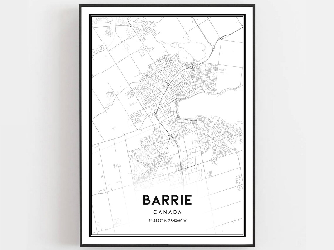 Barrie Canada Minimalist City Map Street Art Wall Print Decor