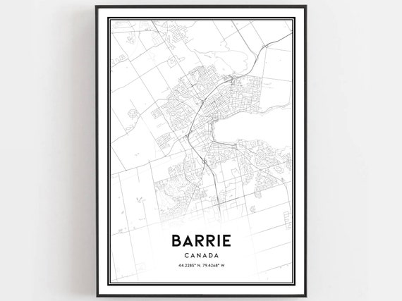 Barrie Map Print Poster Wall Art City Street Decor Road Gift B640