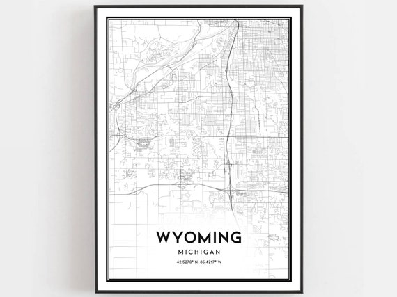 Wyoming Map Poster, Road Gift