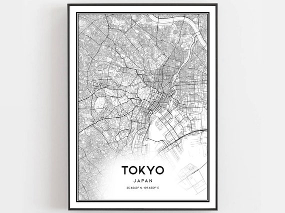 Tokyo Map Print Poster Wall Art City Street Decor Road Gift B1