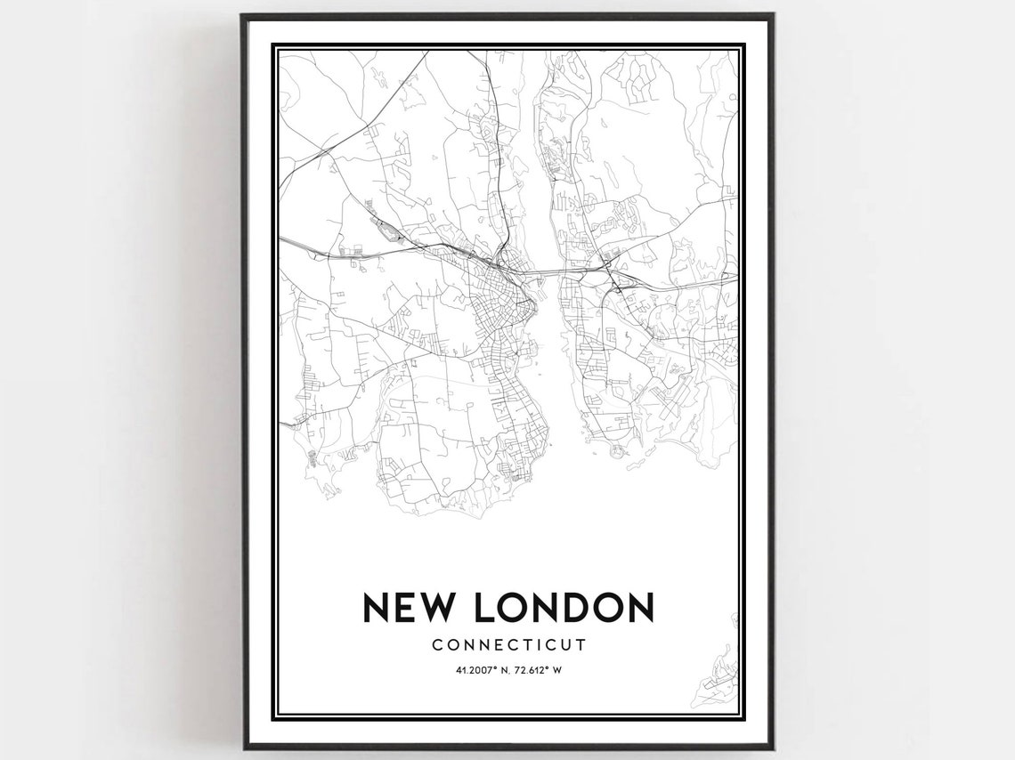 New London Connecticut Minimalist Street Map Poster Modern Wall Decor