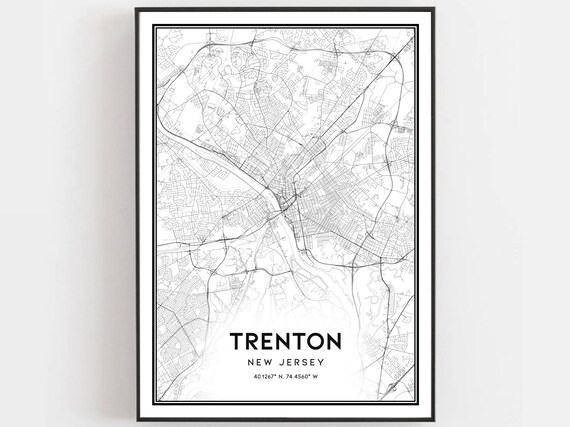 Trenton New Jersey Minimalist Black And White City Map Poster