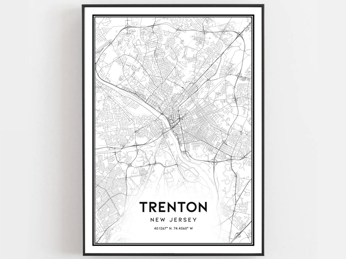 Trenton New Jersey Minimalist Black And White City Map Poster