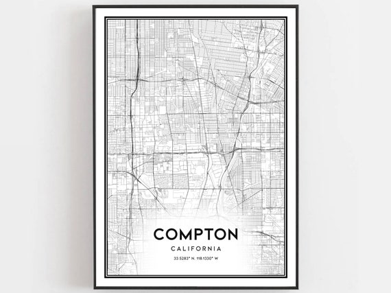 Compton Map, City Street Decor Road Gift